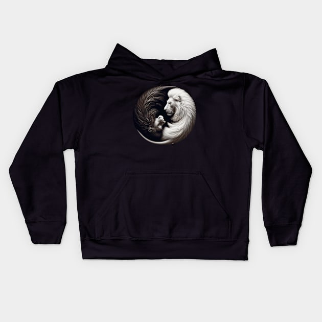 Lions Yin and Yang Kids Hoodie by Darn Doggie Club by focusln